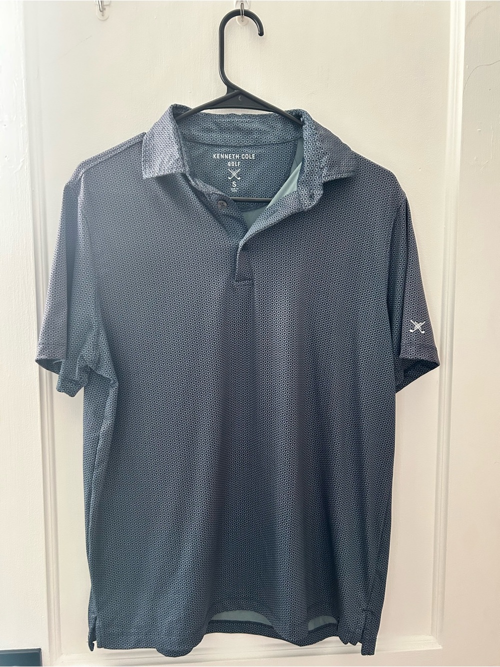 Kenneth Cole Reaction Men’s Navy Print Polo Shirt - S